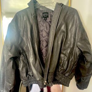 Grey Vintage leather  bomber jacket